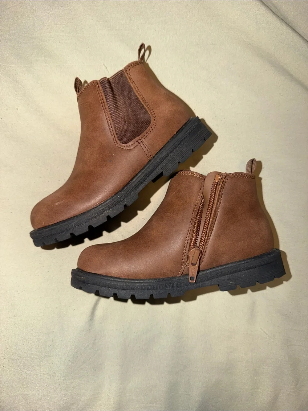 Toddler 9 Brown Zip Ankle Boots
